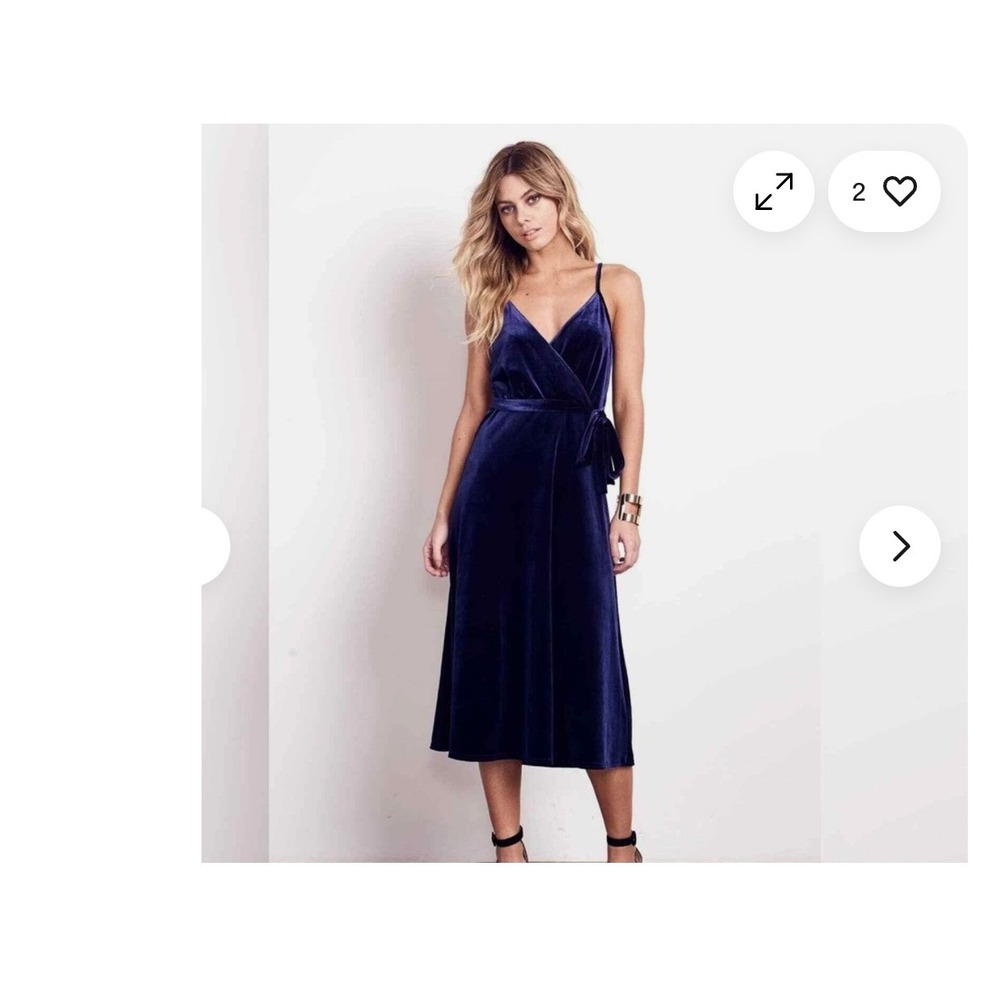 ALI & JAY Velvet Underground Midi Dress Navy Blue Spaghetti Strap S